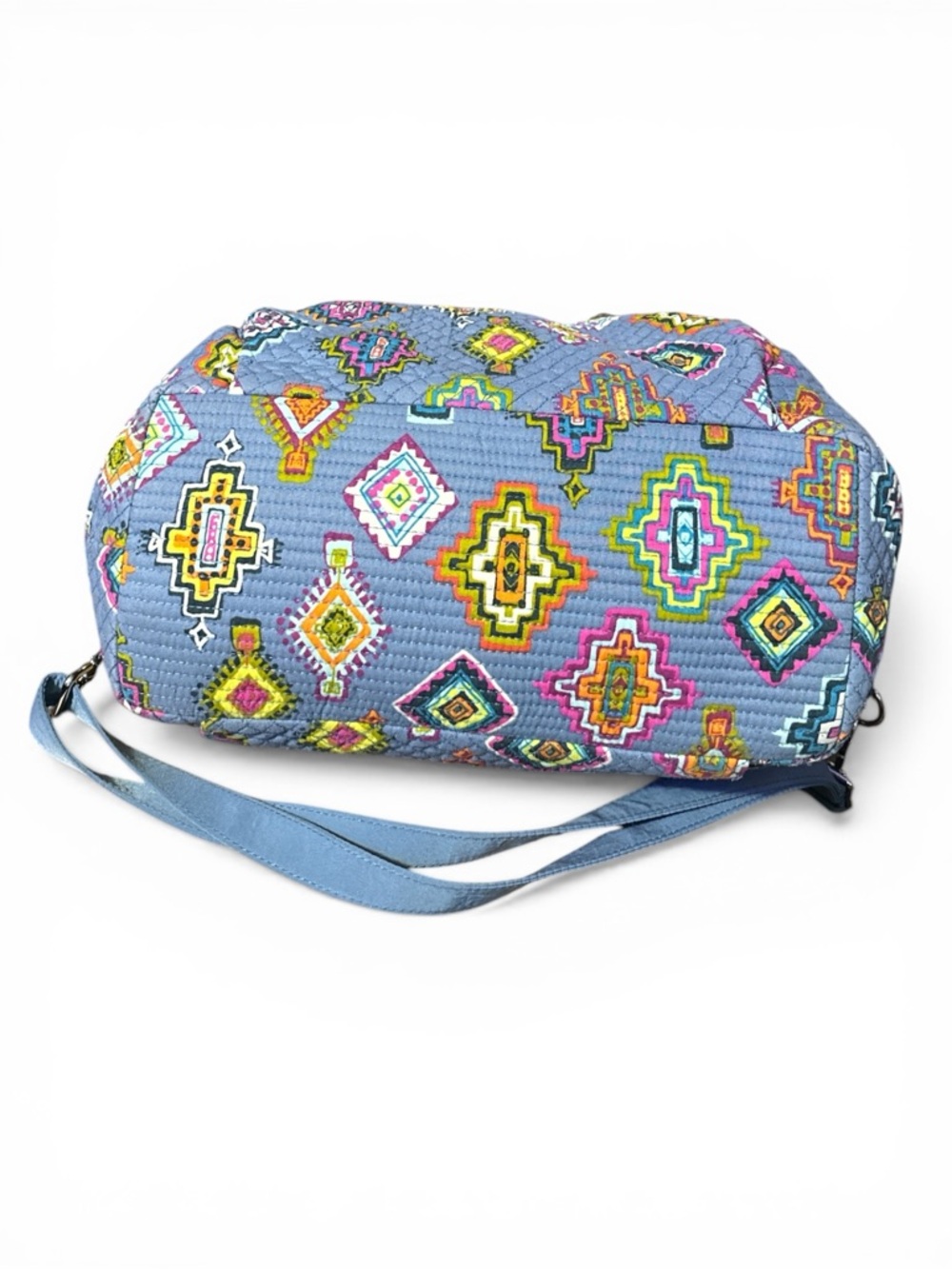 Vera Bradley Light Blue Quilted Satchel with Multicolor Ikat Print - Picture 6 of 7